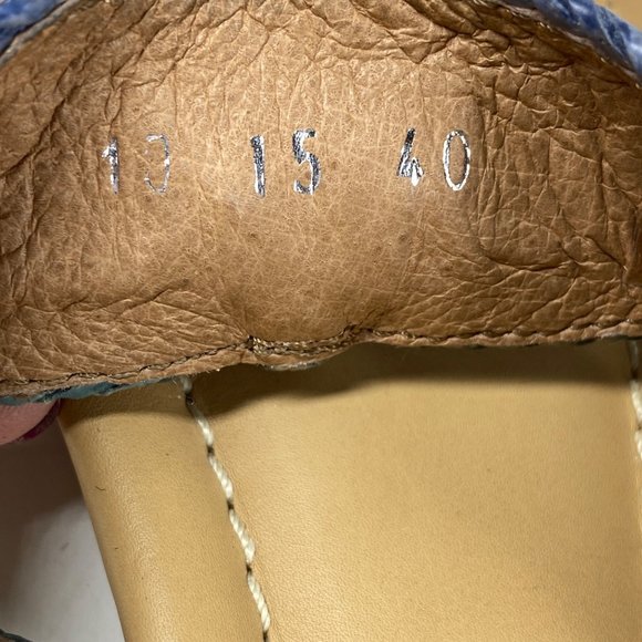 Eric Michael leather T strap thong wedge sandal blue teal heel strap Sz 40 / 9 - Picture 13 of 13